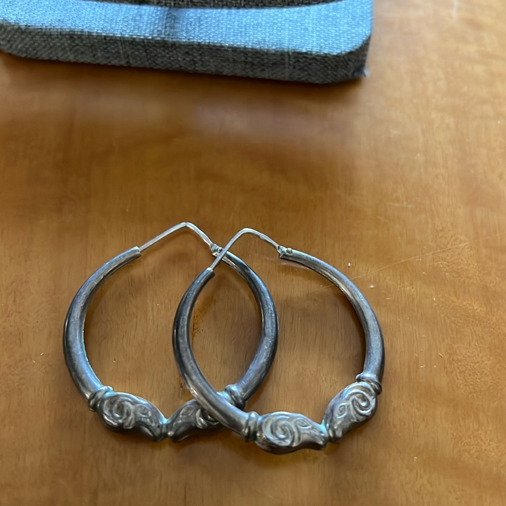 Ram Sterling silver hoop earrings
